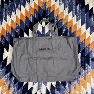 LL Bean Grocery Tote Bag Cotton Grey Japan Exclusive New NWT Platinum